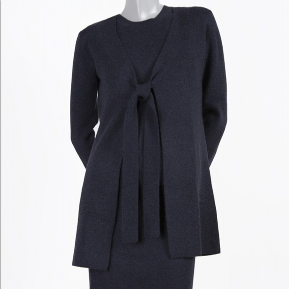 NWT Black Goat Cashmere Front Tie Cardigan - Picture 5 of 6